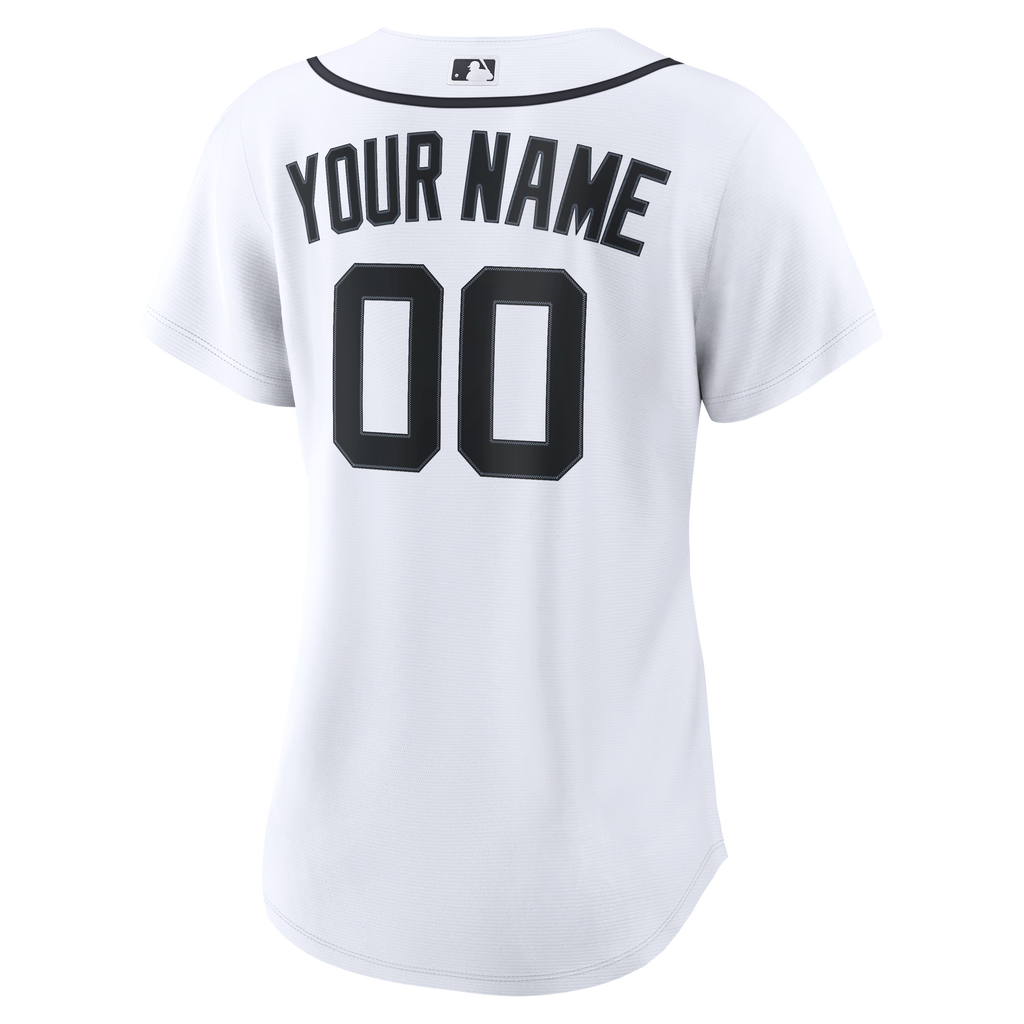 Women's Detroit Tigers Nike White Home Replica Custom Jersey - 4