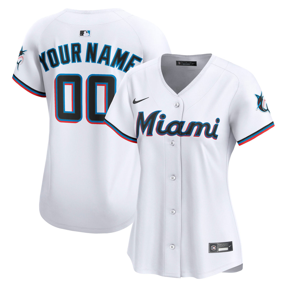 Women's Miami Marlins Nike White Home Limited Custom Jersey - 2