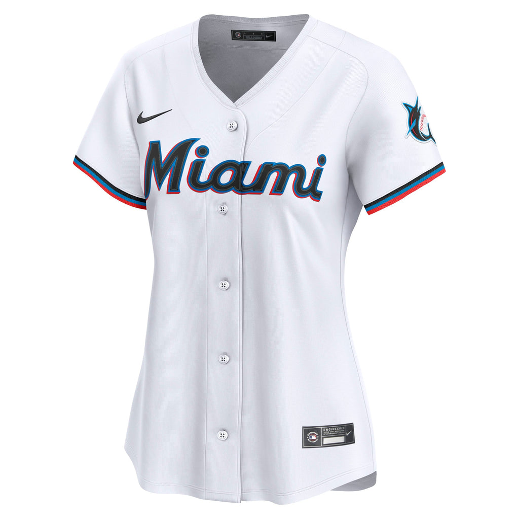 Women's Miami Marlins Nike White Home Limited Custom Jersey - 3