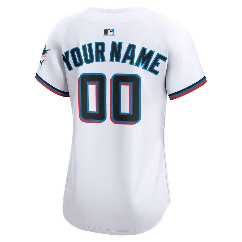 Women's Miami Marlins Nike White Home Limited Custom Jersey - 4