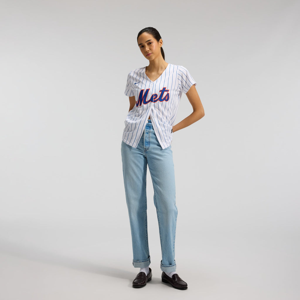 Women's New York Mets Nike White Home Replica Team Jersey - 4