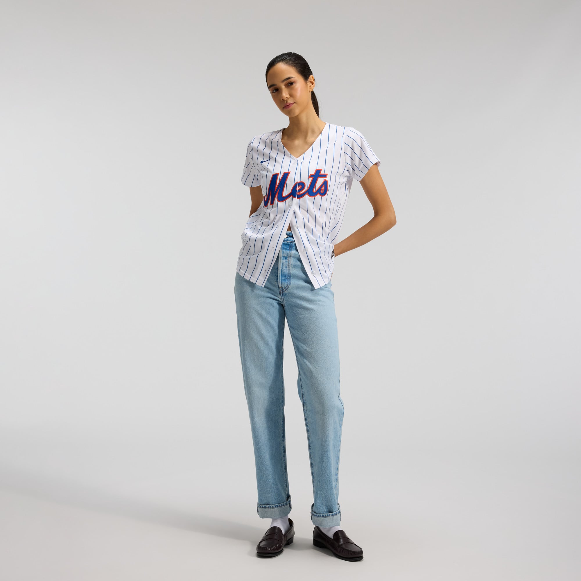 Women's New York Mets Nike White Home Replica Team Jersey - 4