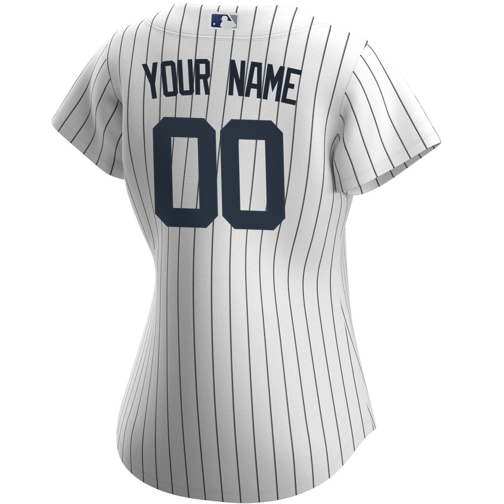 Women's New York Yankees Nike White Home Replica Custom Jersey - 4