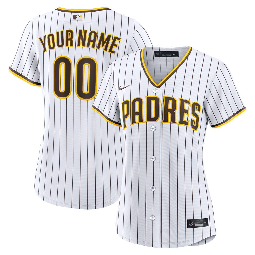 Women's San Diego Padres Nike White Home Replica Custom Jersey - 2