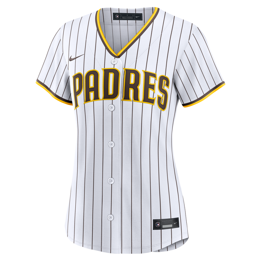 Women's San Diego Padres Nike White Home Replica Custom Jersey - 3