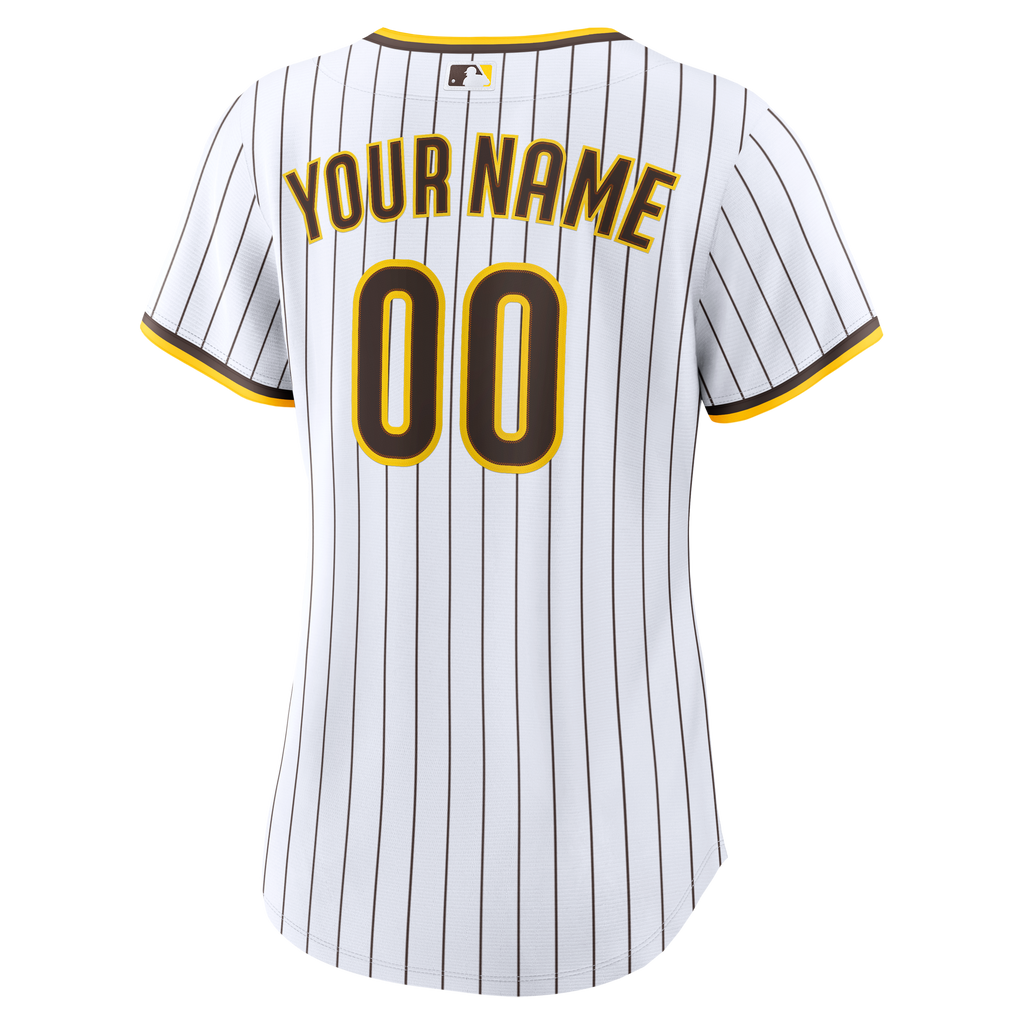 Women's San Diego Padres Nike White Home Replica Custom Jersey - 4