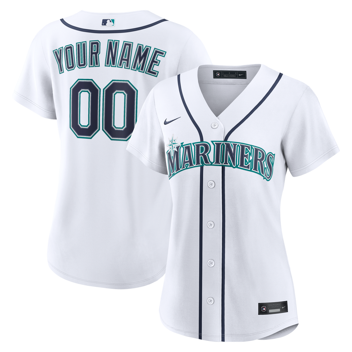 Women's Seattle Mariners Nike White Home Replica Custom Jersey - 2