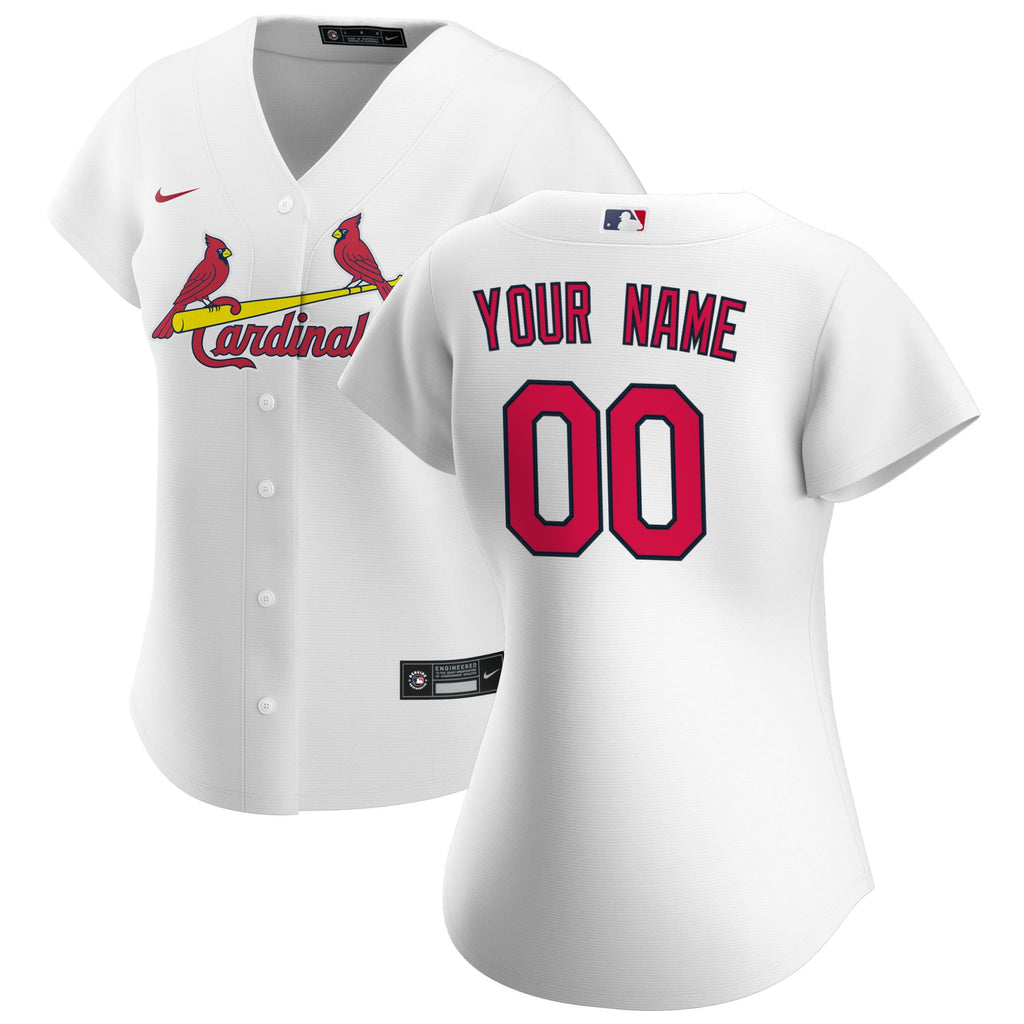 Women's St. Louis Cardinals Nike White Home Replica Custom Jersey - 2