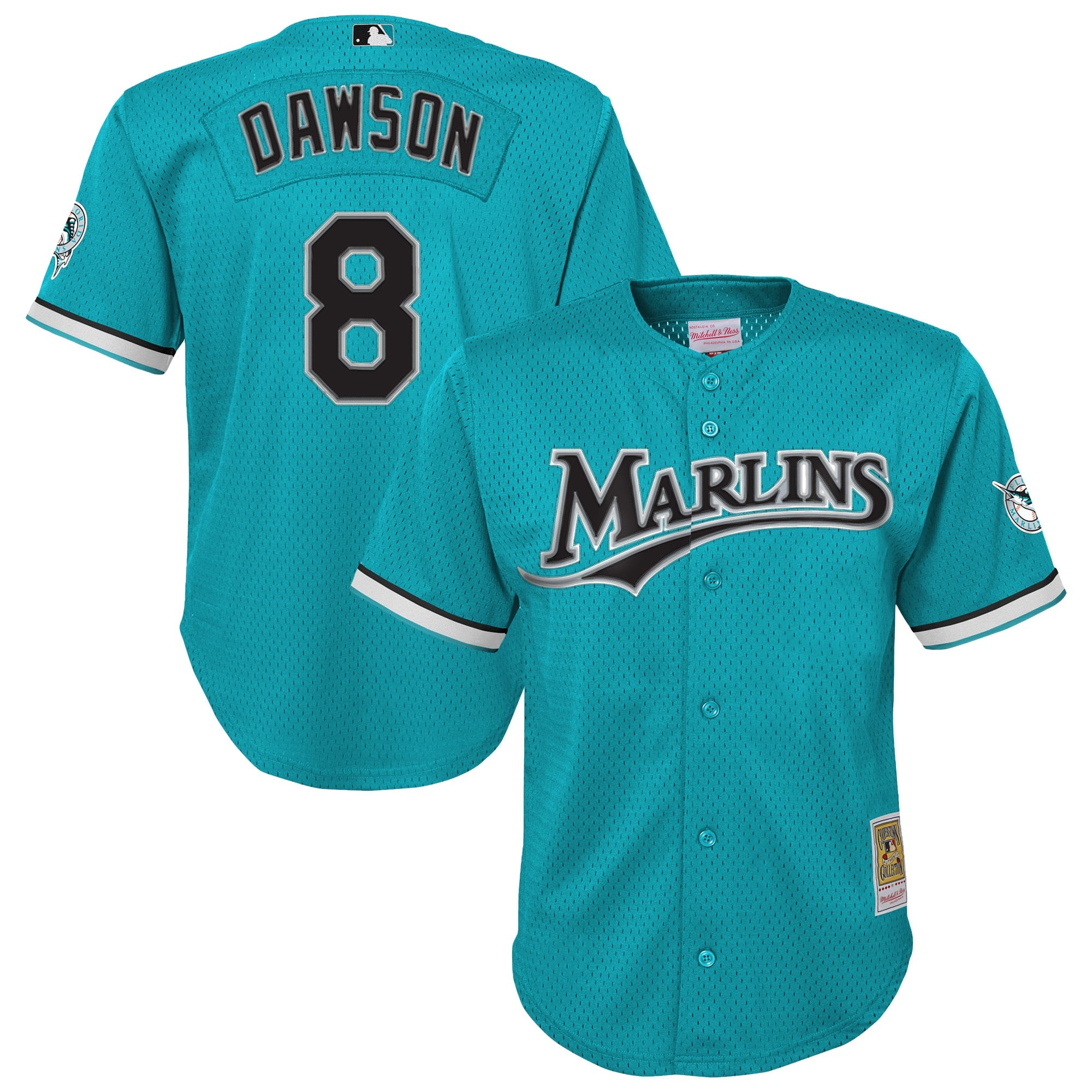 Youth Florida Marlins Andre Dawson Mitchell & Ness Teal Mesh Batting Practice Replica Jersey - 2