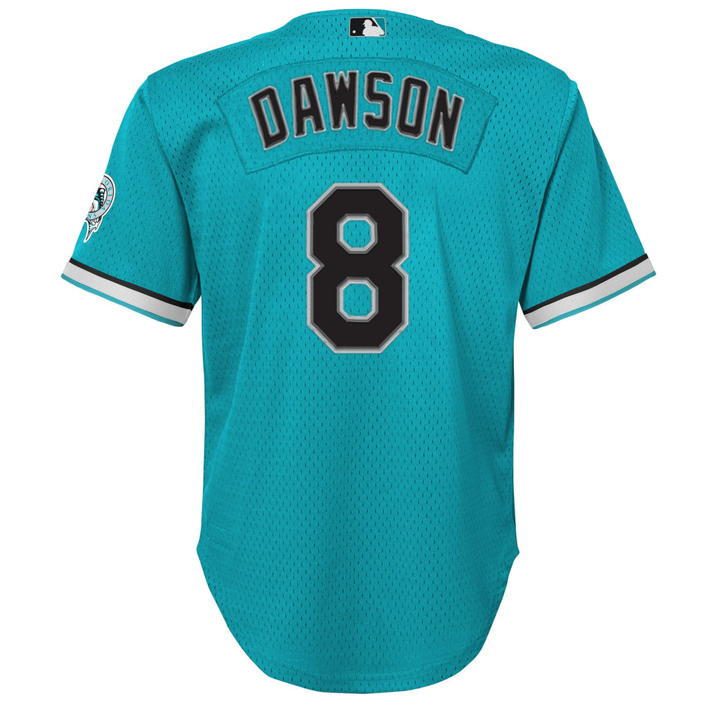 Youth Florida Marlins Andre Dawson Mitchell & Ness Teal Mesh Batting Practice Replica Jersey - 4