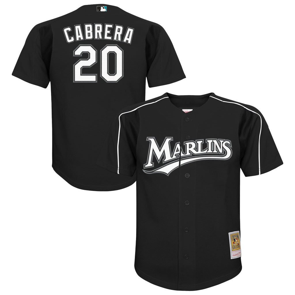 Youth Florida Marlins Miguel Cabrera Mitchell & Ness Black Mesh Batting Practice Replica Jersey