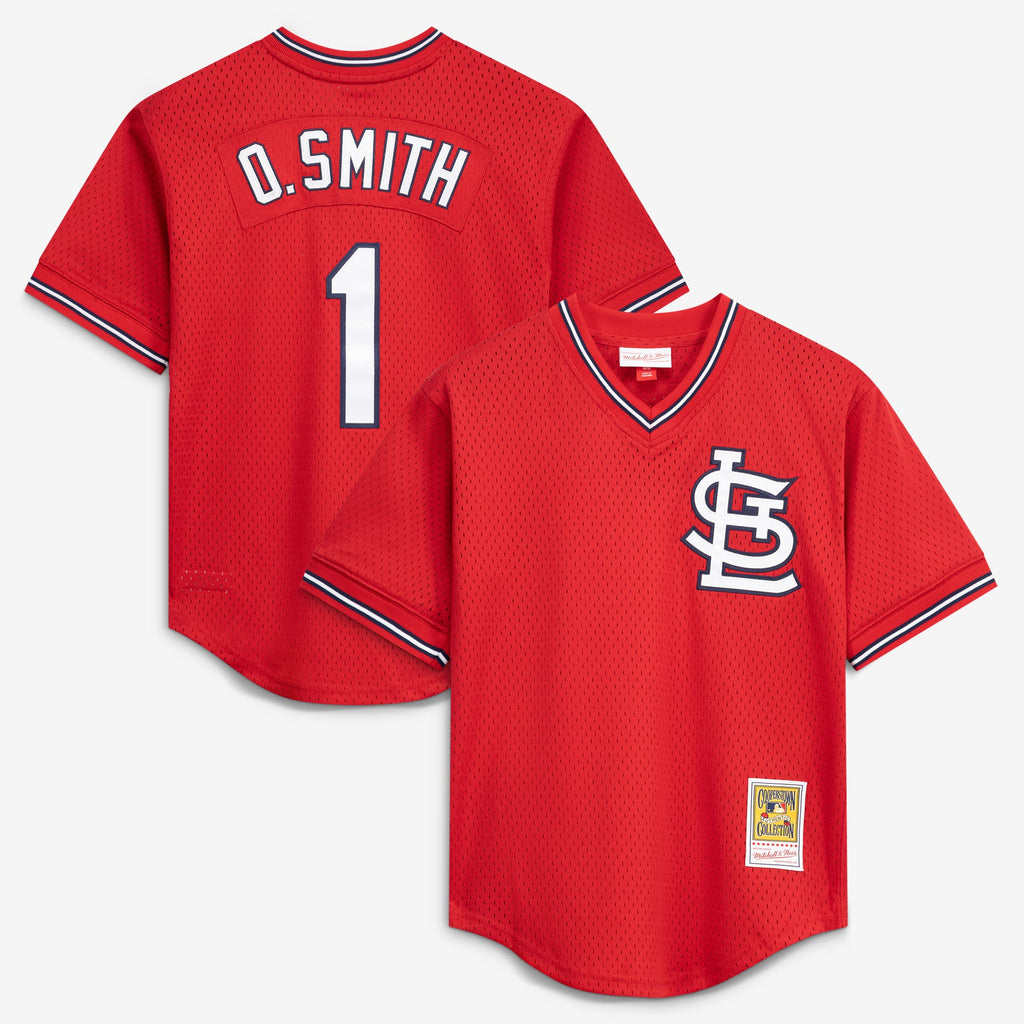 Youth St. Louis Cardinals Ozzie Smith Mitchell & Ness Navy Cooperstown Collection Mesh Batting Practice Jersey - 2