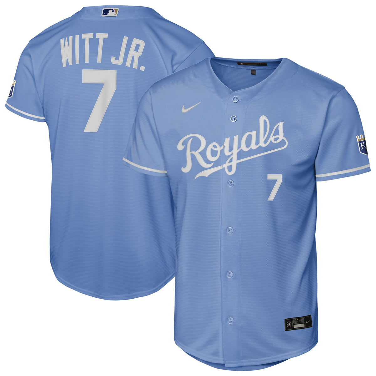 Youth Kansas City Royals Bobby Witt Jr. Nike Light Blue Alternate Stadium Jersey
