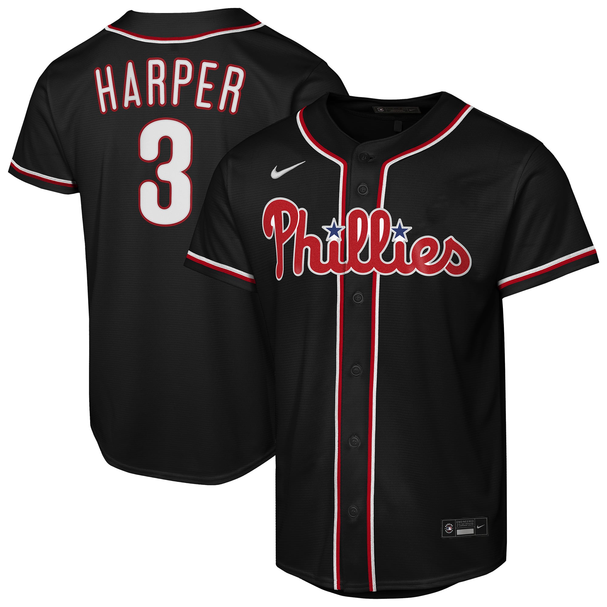 Youth Philadelphia Phillies Bryce Harper Nike Black Fashion Replica Player Jersey - 2