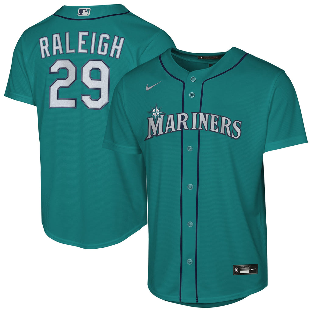 Youth Seattle Mariners Cal Raleigh Nike Teal Alternate Replica Jersey