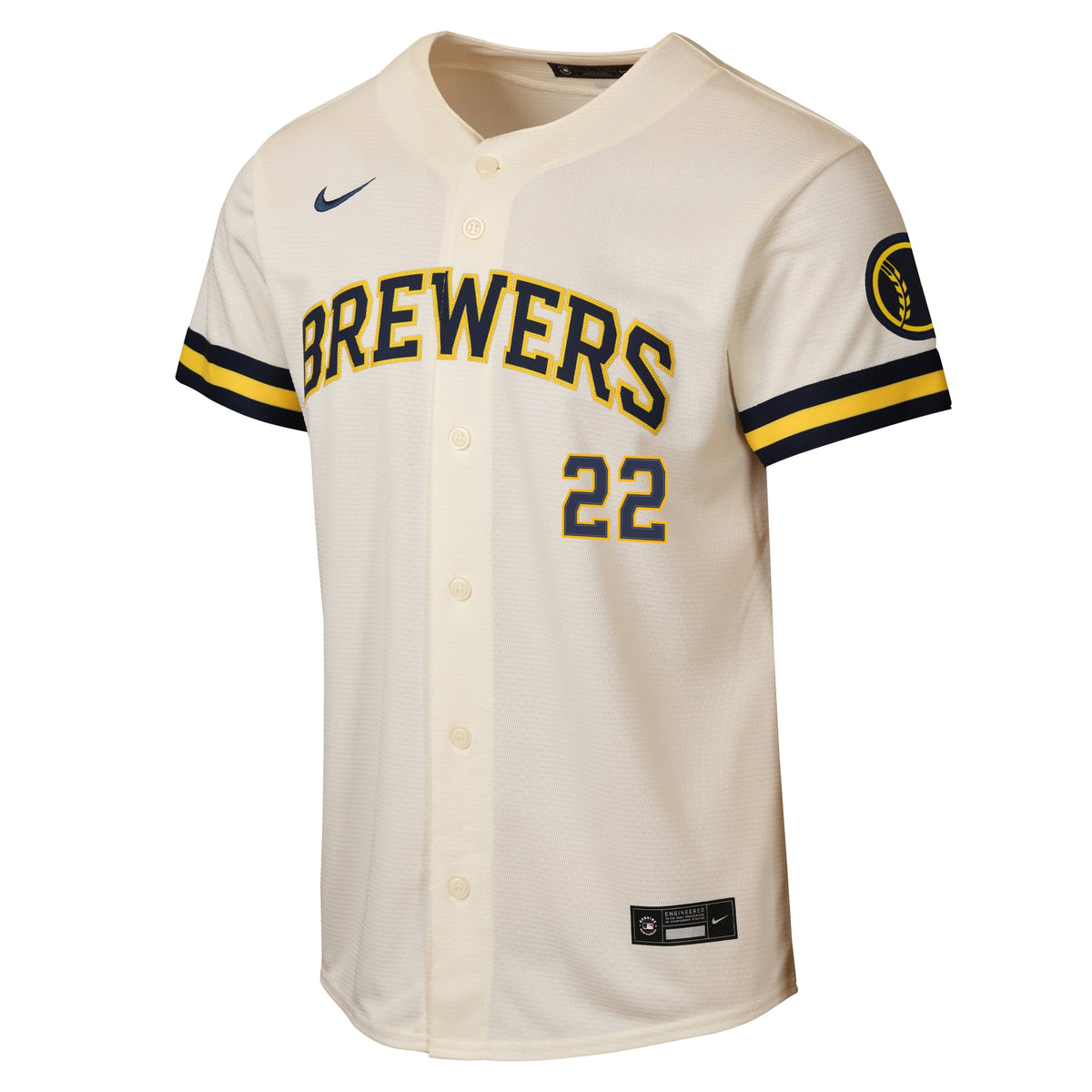 Youth Milwaukee Brewers Christian Yelich Nike Cream Home Stadium Jersey - 3