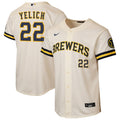 Youth Milwaukee Brewers Christian Yelich Nike Cream Home Stadium Jersey