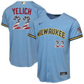 Youth Milwaukee Brewers Christian Yelich Nike Light Blue USA 250 Fourth of July Road Replica Jersey