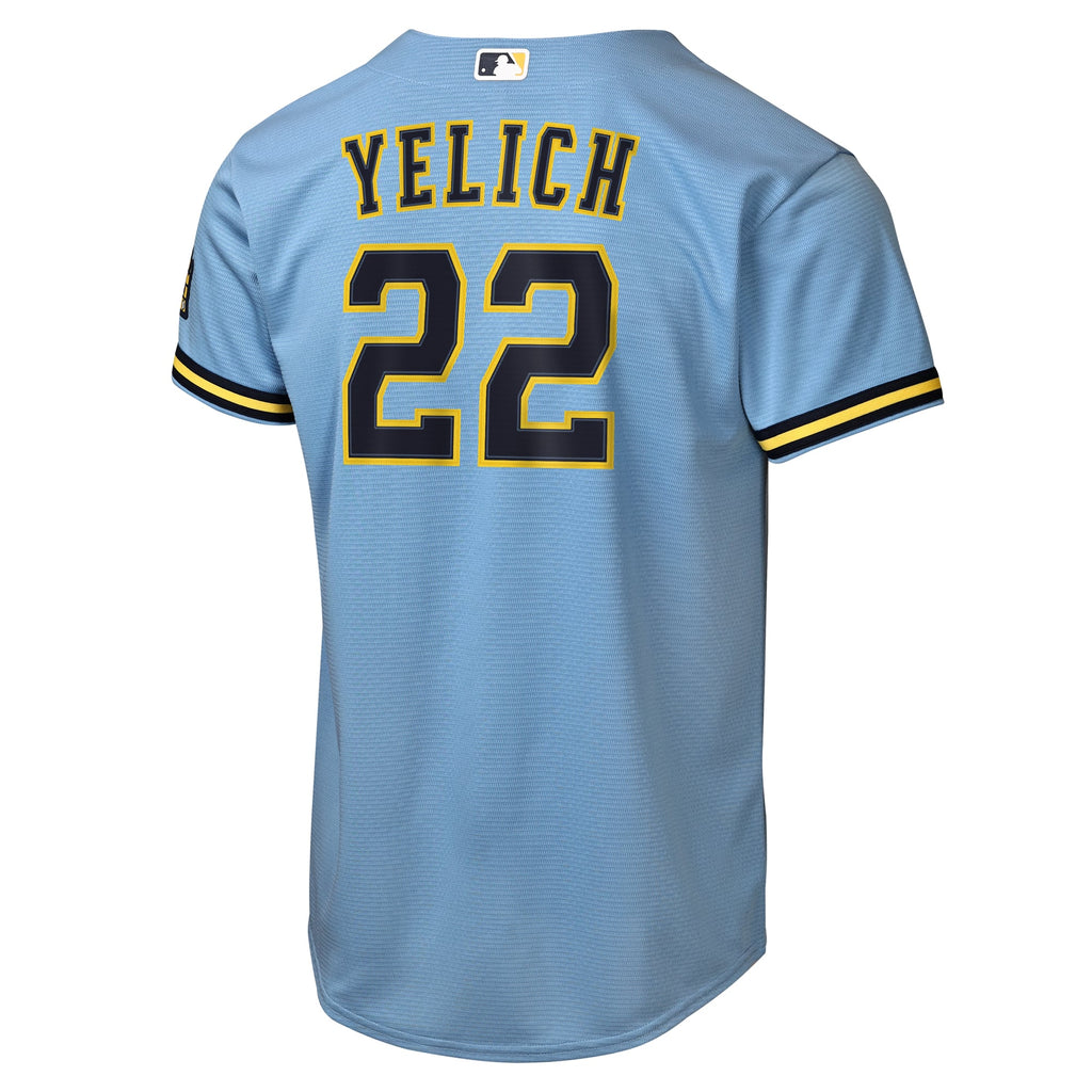 Youth Milwaukee Brewers Christian Yelich Nike Powder Blue Road Stadium Jersey - 4