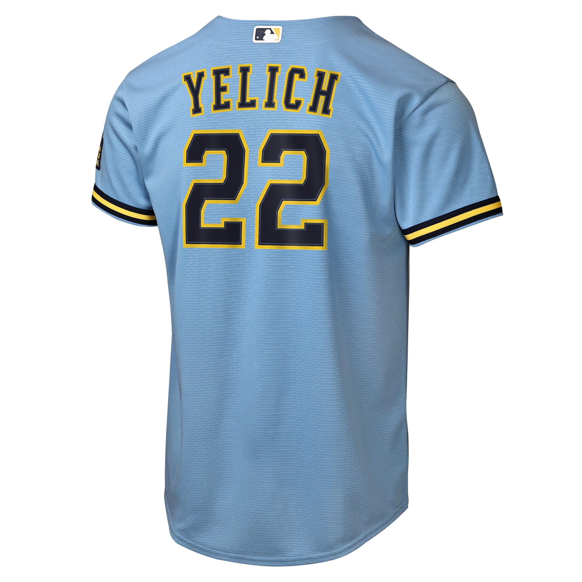 Youth Milwaukee Brewers Christian Yelich Nike Powder Blue Road Stadium Jersey - 4