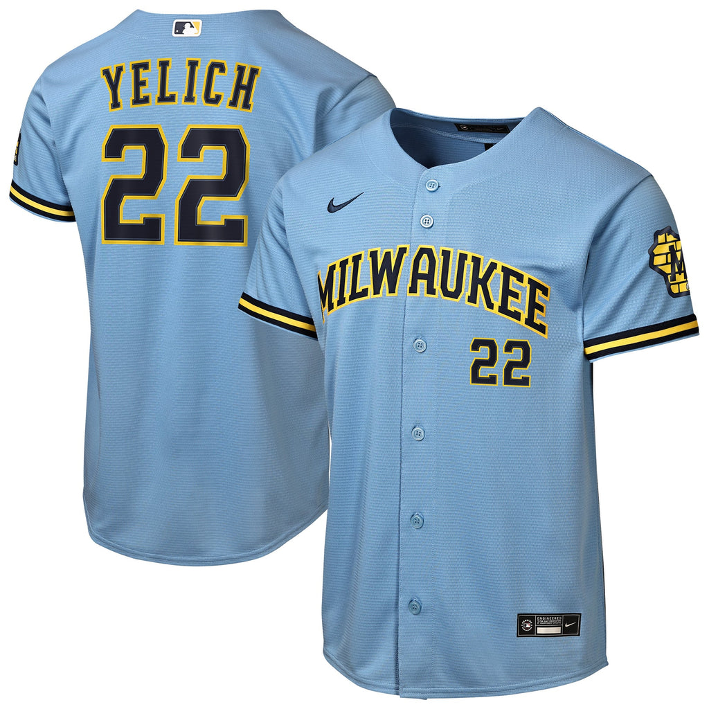Youth Milwaukee Brewers Christian Yelich Nike Powder Blue Road Stadium Jersey