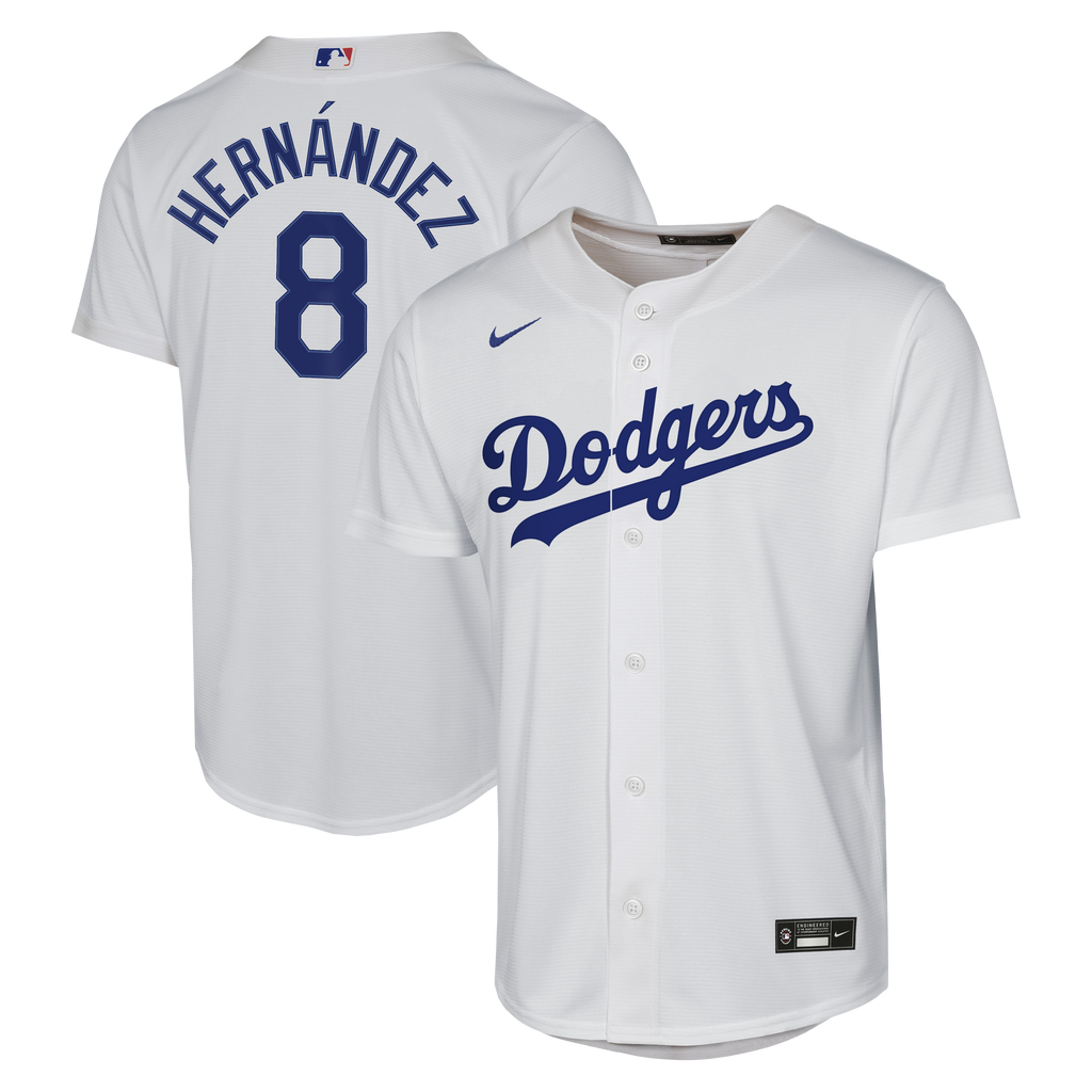 Youth Los Angeles Dodgers Enrique Hernández Nike White Home Baseline Jersey - 2