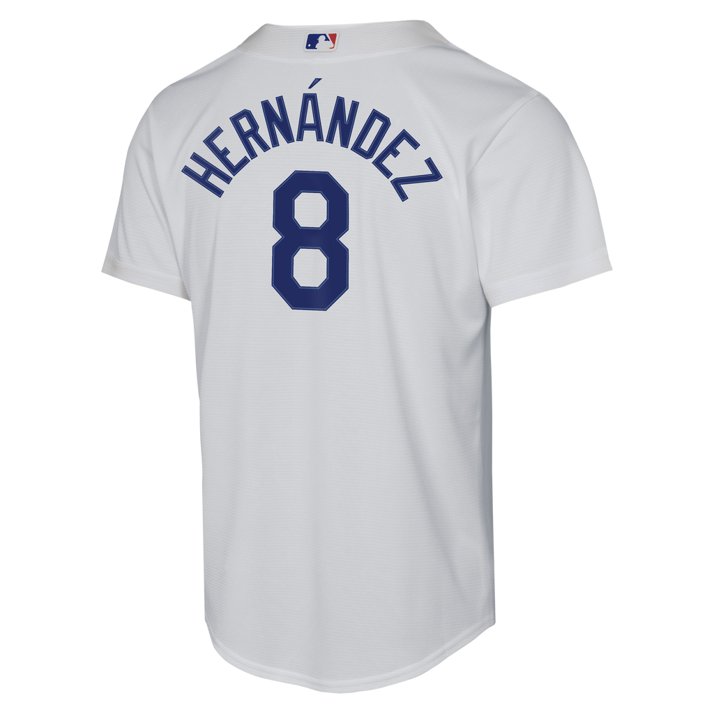 Youth Los Angeles Dodgers Enrique Hernández Nike White Home Baseline Jersey - 4