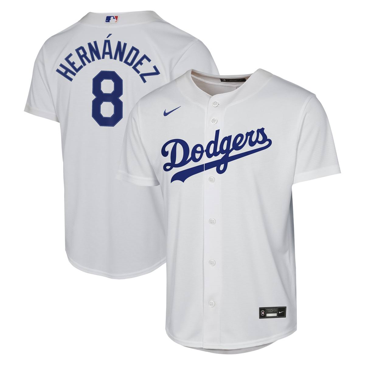 Youth Los Angeles Dodgers Enrique Hernández Nike White Home Baseline Jersey