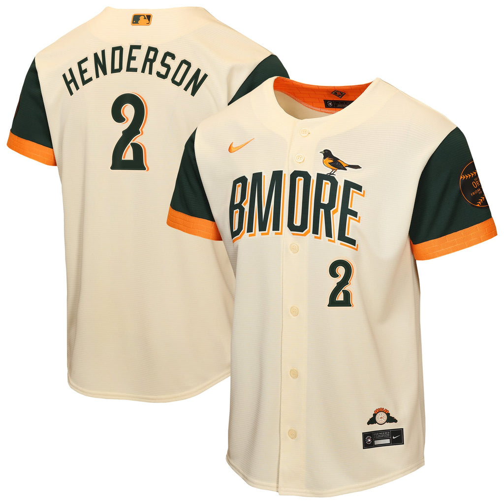 Youth Baltimore Orioles Gunnar Henderson Nike Cream 2026 City Connect Stadium Jersey