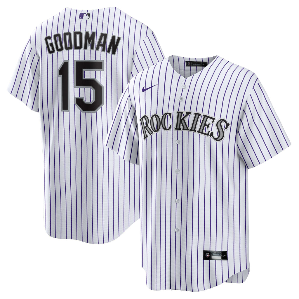 Youth Colorado Rockies Hunter Goodman Nike White Home Replica Jersey