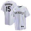 Youth Colorado Rockies Hunter Goodman Nike White Home Replica Jersey