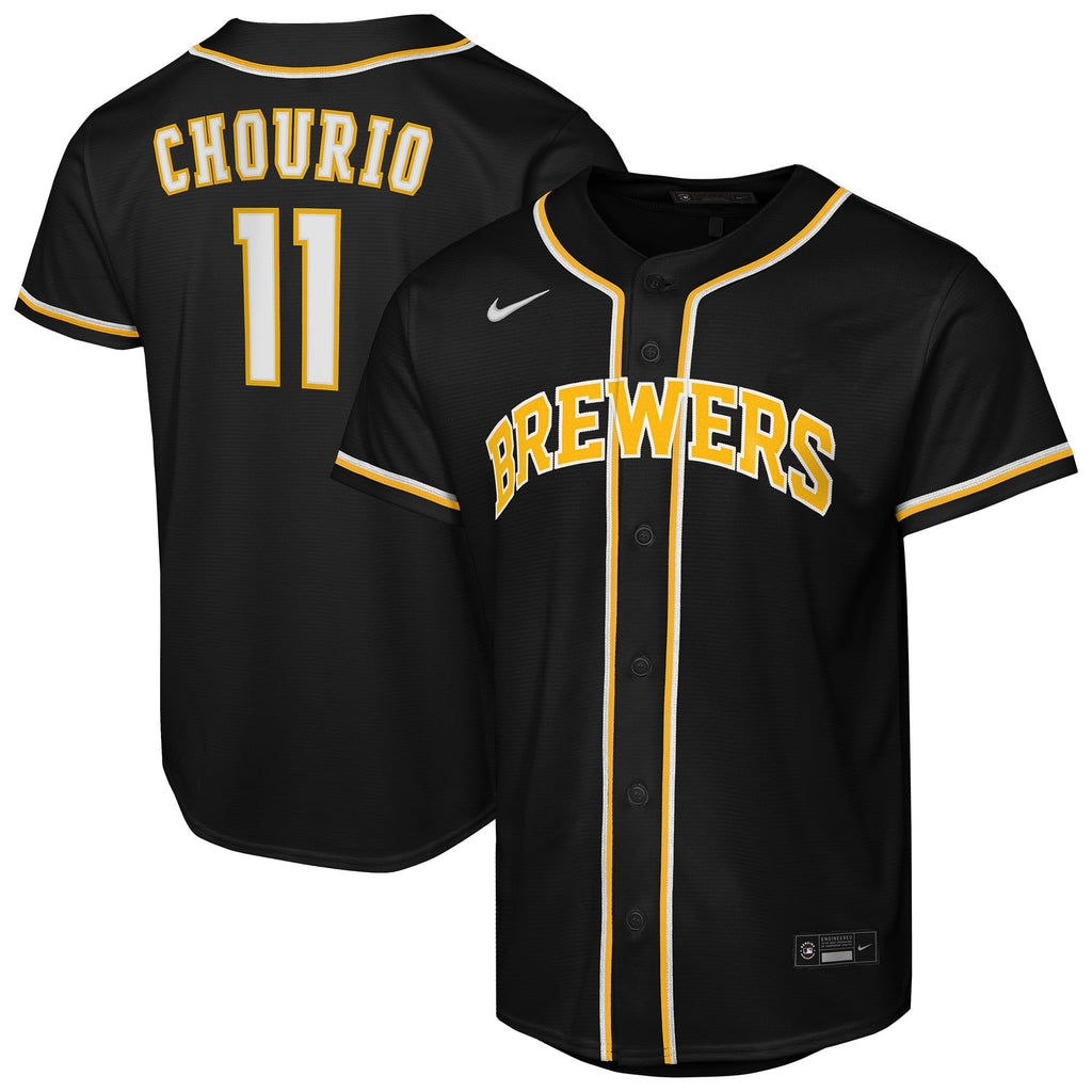 Youth Milwaukee Brewers Jackson Chourio Nike Black Fashion Replica Player Jersey - 2