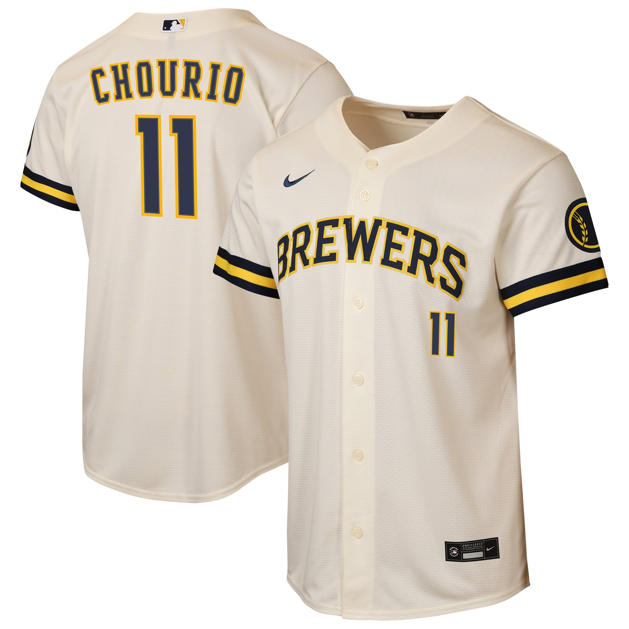 Youth Milwaukee Brewers Jackson Chourio Nike Cream Home Stadium Jersey - 2