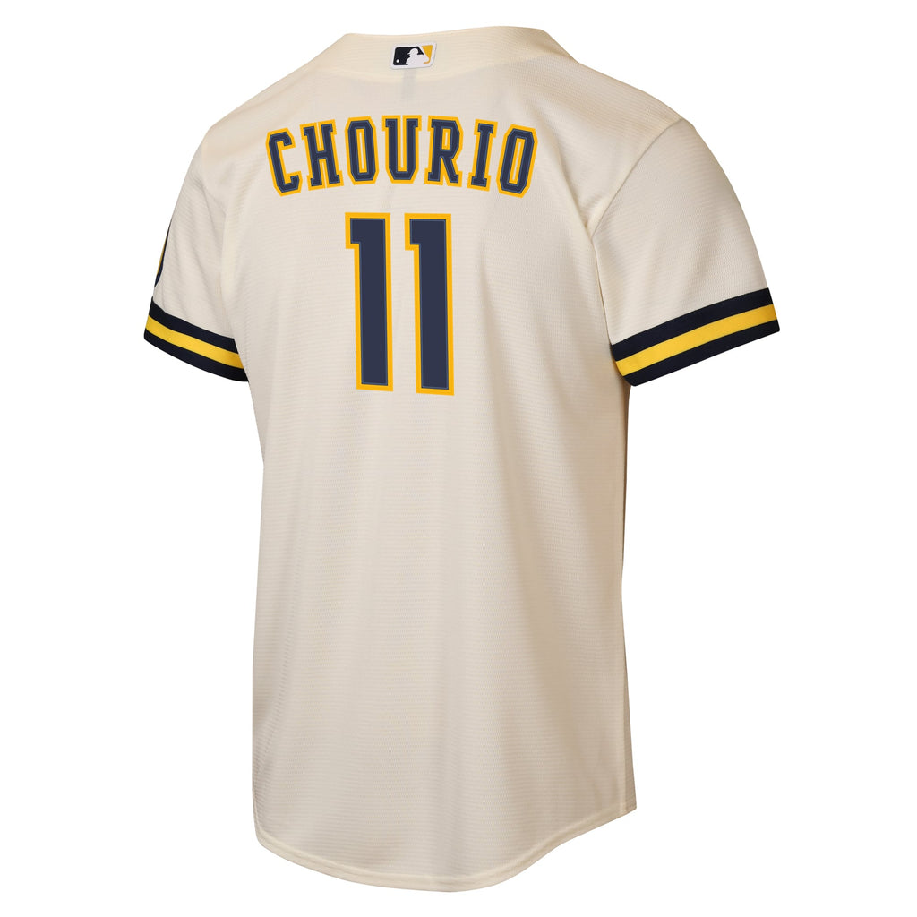 Youth Milwaukee Brewers Jackson Chourio Nike Cream Home Stadium Jersey - 4