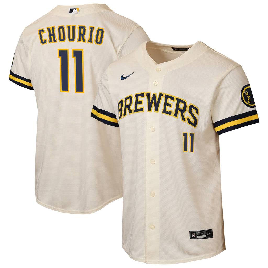 Youth Milwaukee Brewers Jackson Chourio Nike Cream Home Stadium Jersey