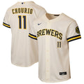 Youth Milwaukee Brewers Jackson Chourio Nike Cream Home Stadium Jersey