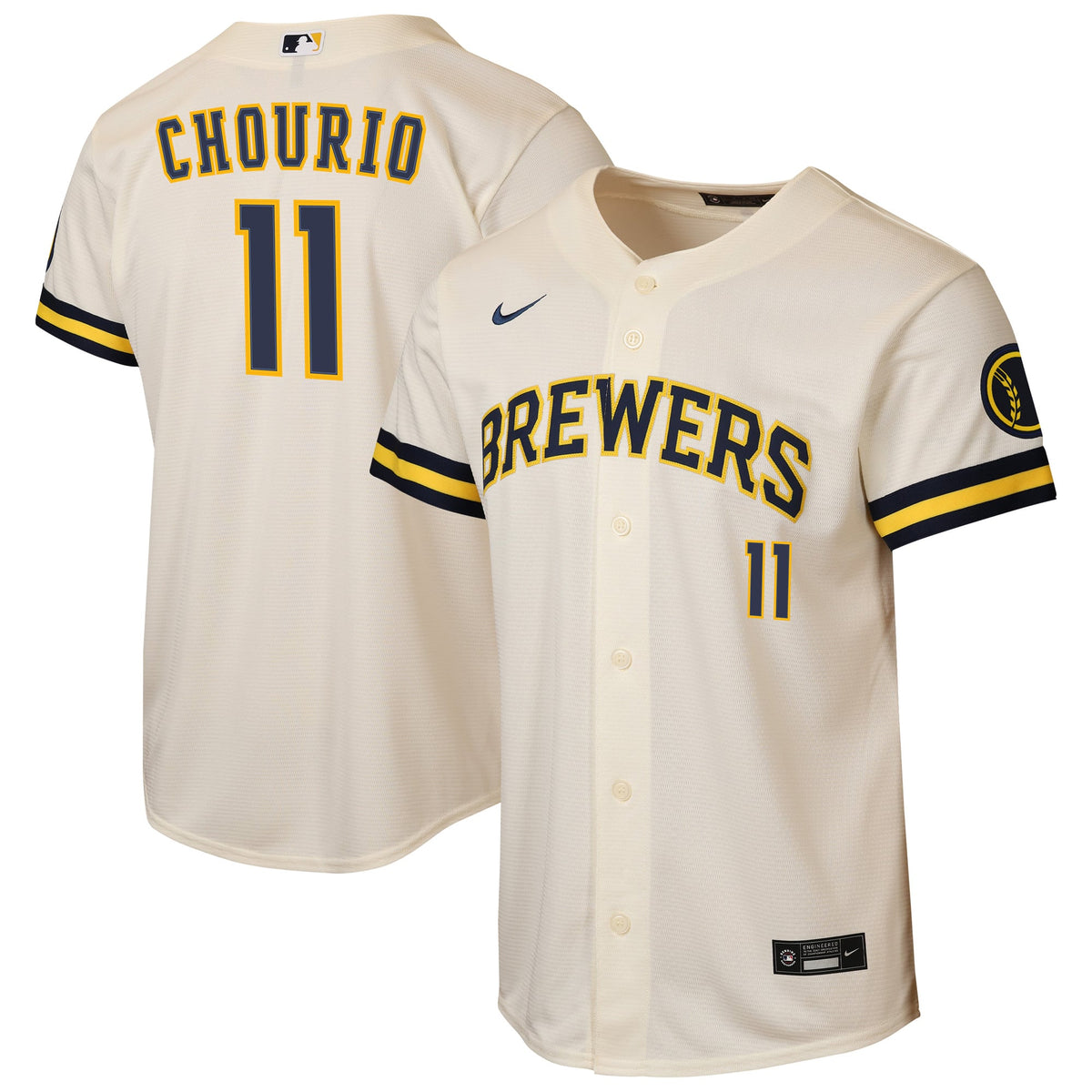 Youth Milwaukee Brewers Jackson Chourio Nike Cream Home Stadium Jersey