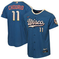 Youth Milwaukee Brewers Jackson Chourio Nike Mineral Blue 2026 City Connect Stadium Jersey