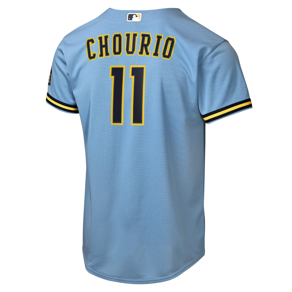 Youth Milwaukee Brewers Jackson Chourio Nike Powder Blue Road Stadium Jersey - 4