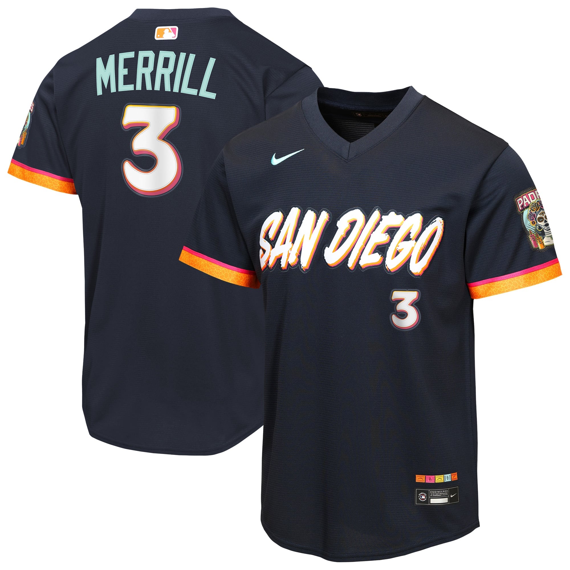 Youth San Diego Padres Jackson Merrill Nike Obsidian 2026 City Connect Stadium Jersey