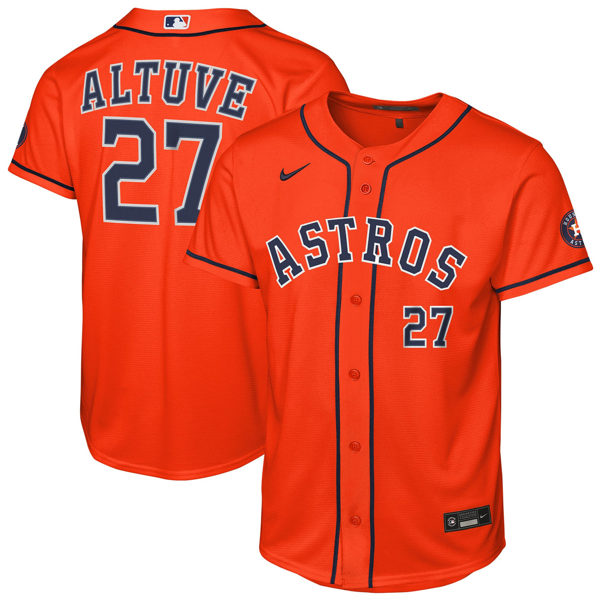 Youth Houston Astros Jose Altuve Nike Orange Alternate Stadium Jersey - 2