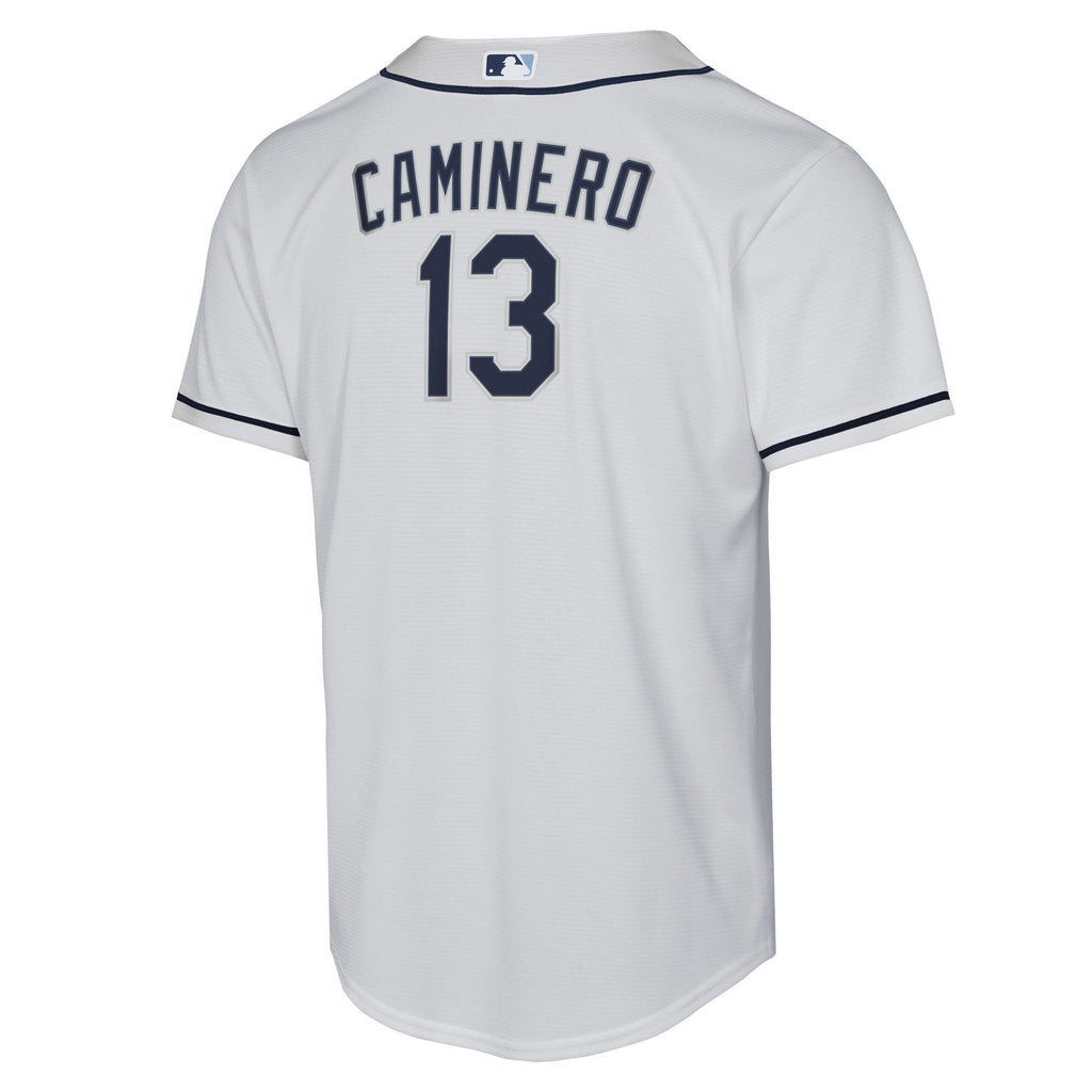 Youth Tampa Bay Rays Junior Caminero Nike White Home Replica Player Jersey - 4