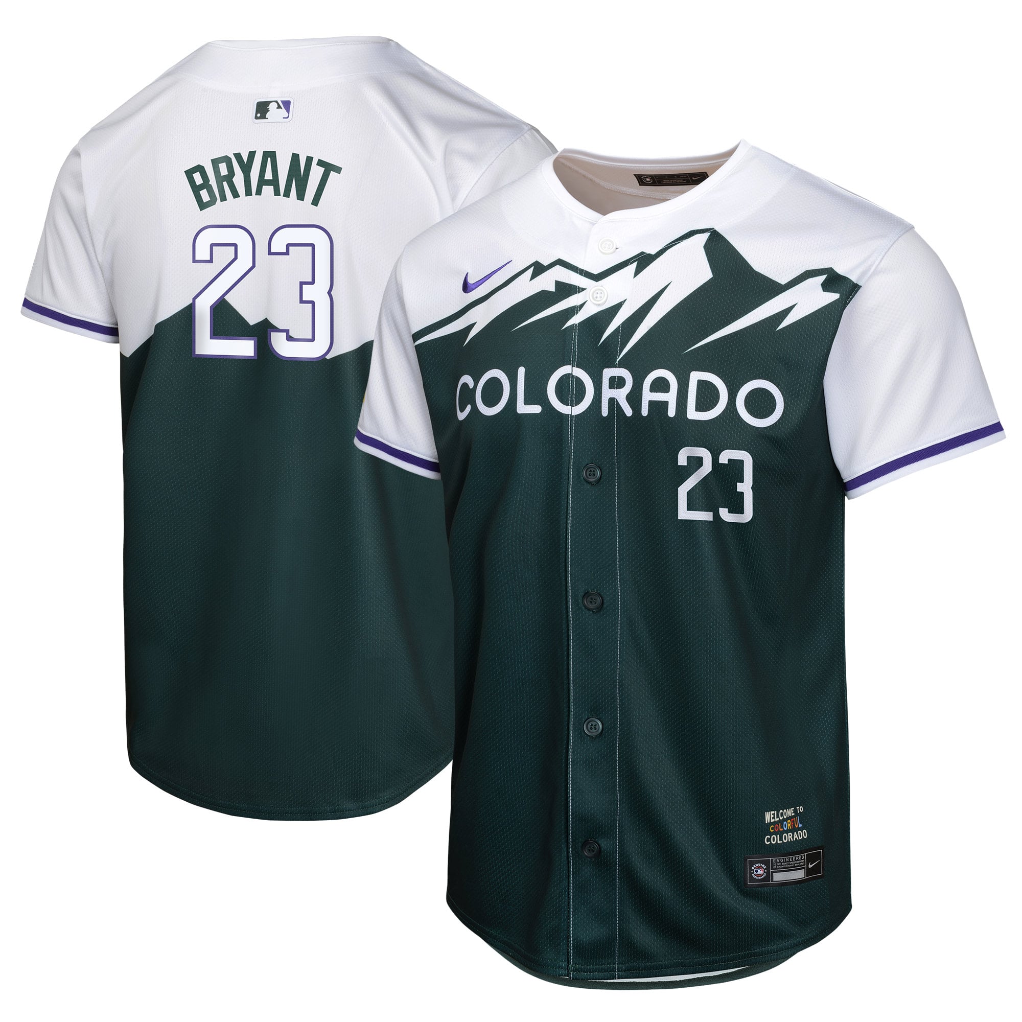 Youth Colorado Rockies Kris Bryant Nike Green City Connect Limited Player Jersey - 2