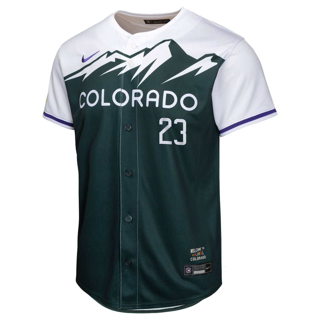 Youth Colorado Rockies Kris Bryant Nike Green City Connect Limited Player Jersey - 3