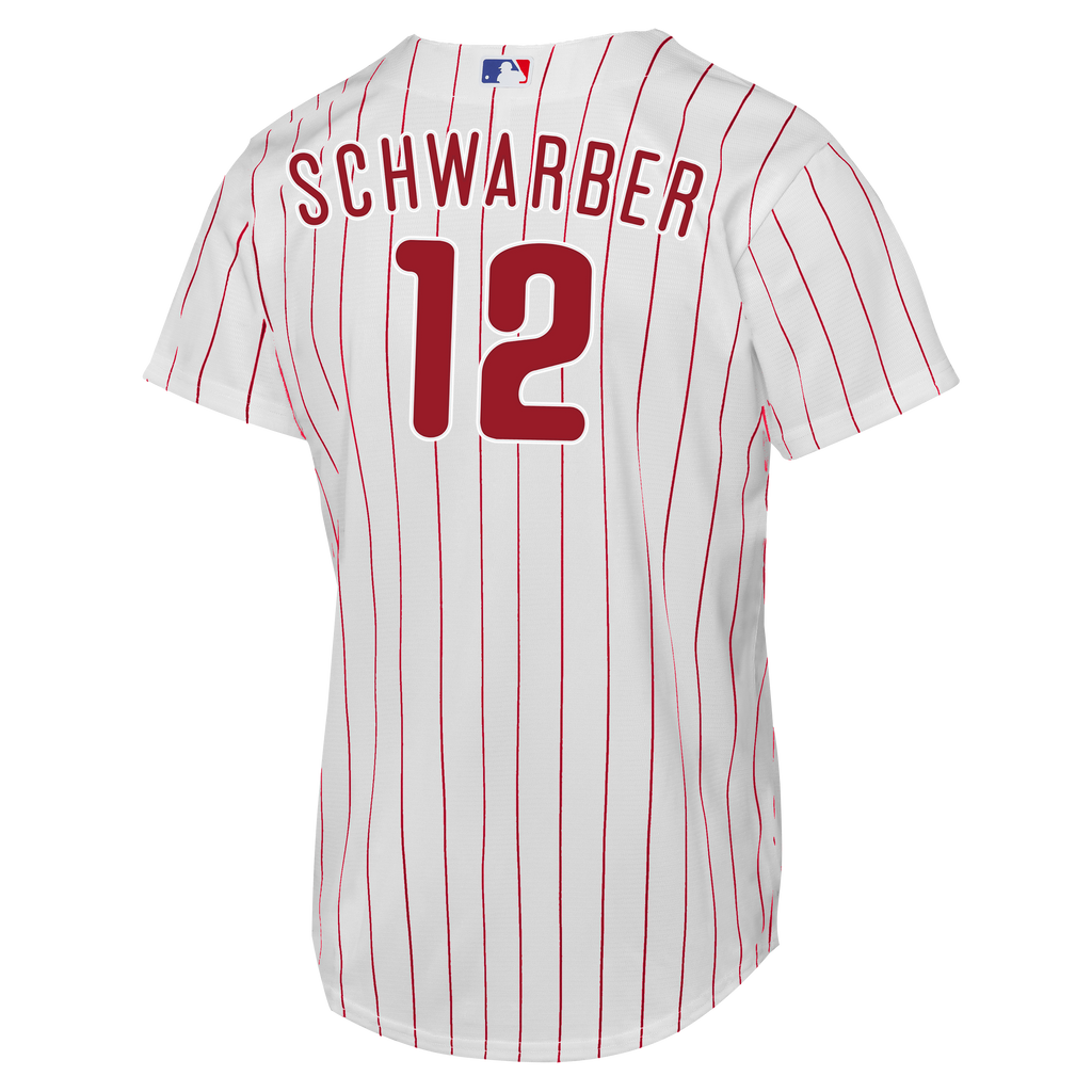 Youth Philadelphia Phillies Kyle Schwarber Nike White Home Replica Jersey - 4
