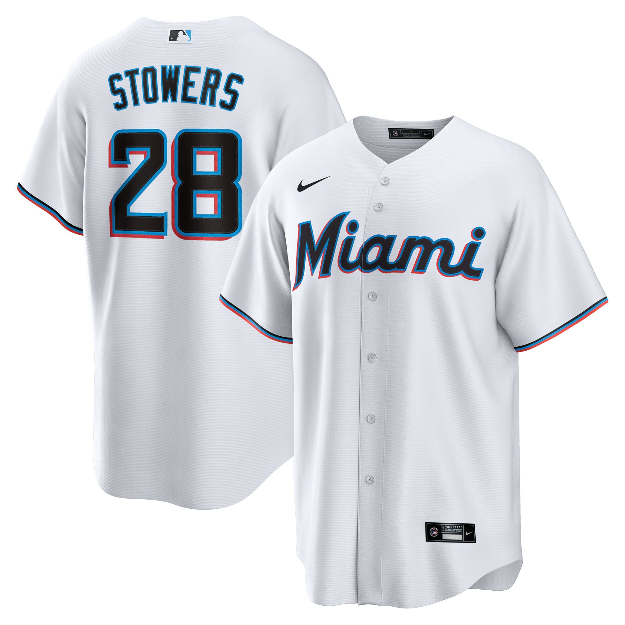 Youth Miami Marlins Kyle Stowers Nike White Home Replica Jersey