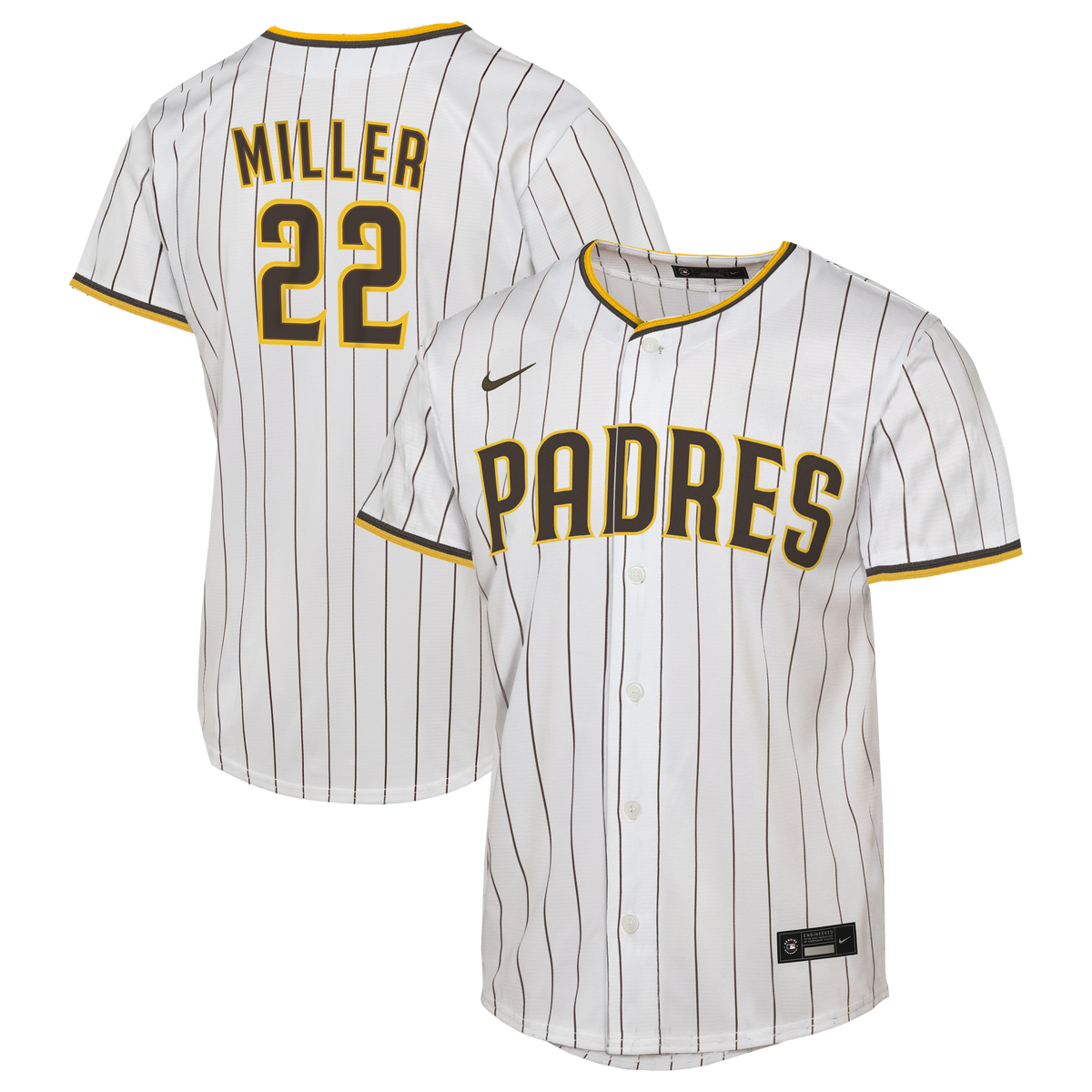 Youth San Diego Padres Mason Miller Nike White Home Replica Jersey