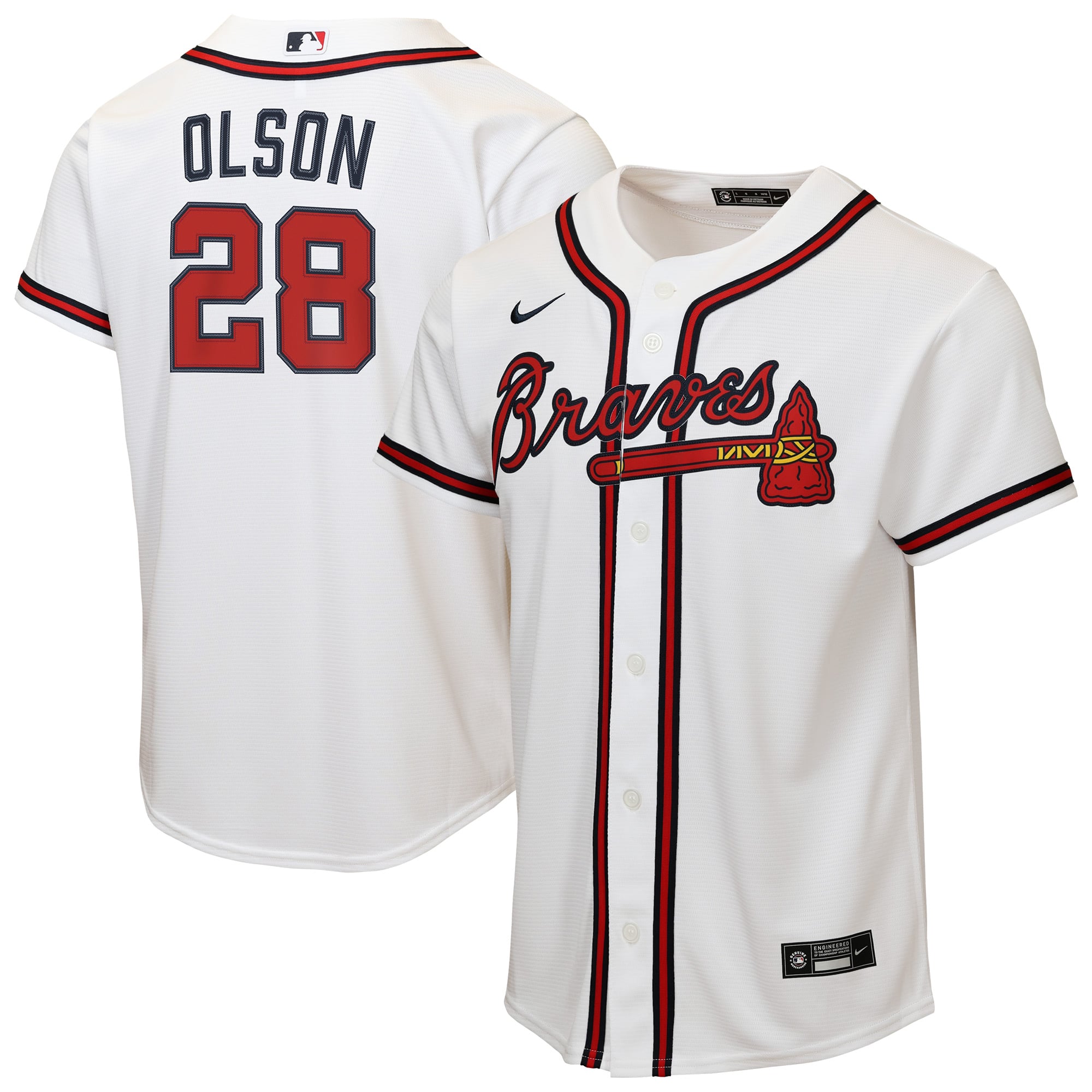 Youth Atlanta Braves Matt Olson Nike White Home Replica Jersey - 2