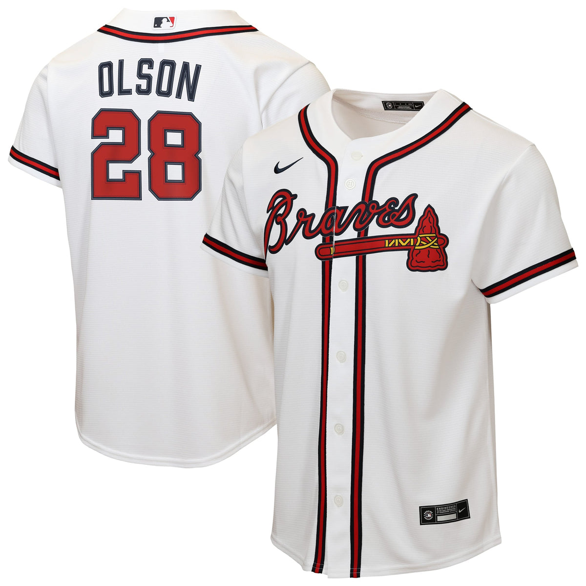 Youth Atlanta Braves Matt Olson Nike White Home Replica Jersey