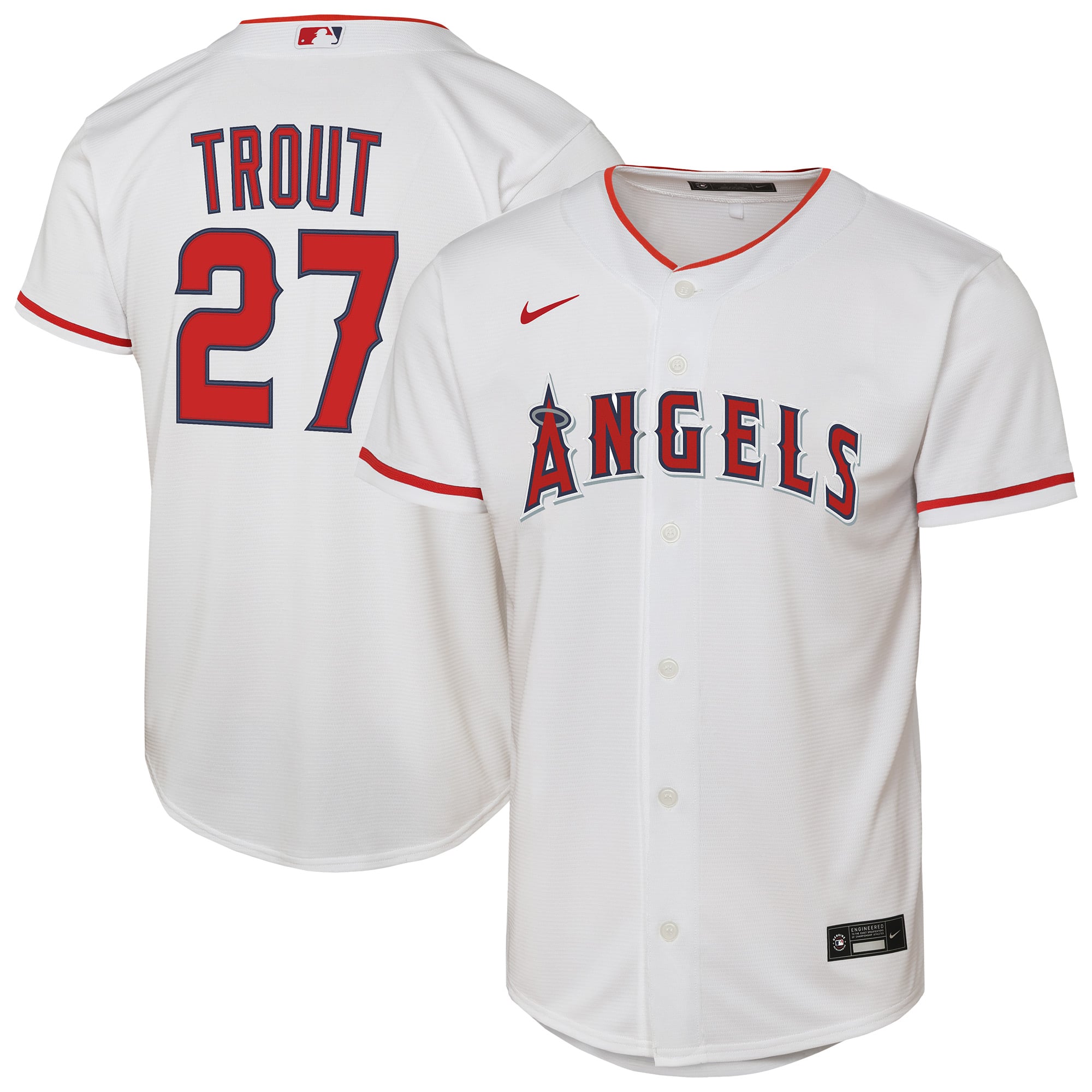 Youth Los Angeles Angels Mike Trout Nike White Home Replica Player Jersey - 2